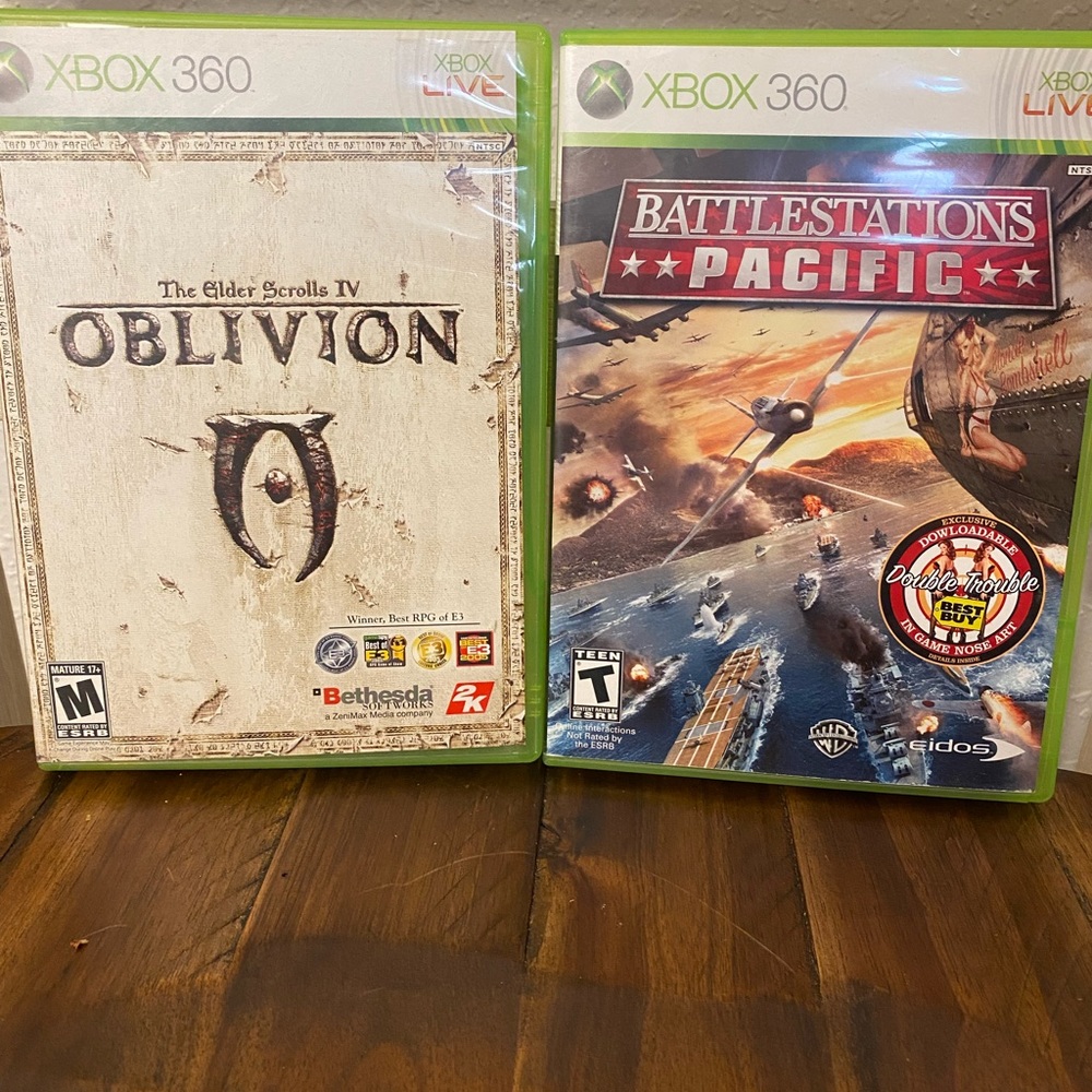 Lot/2 XBOX 360 Battlestations: Pacific & The Elder Scrolls IV: Oblivion Used